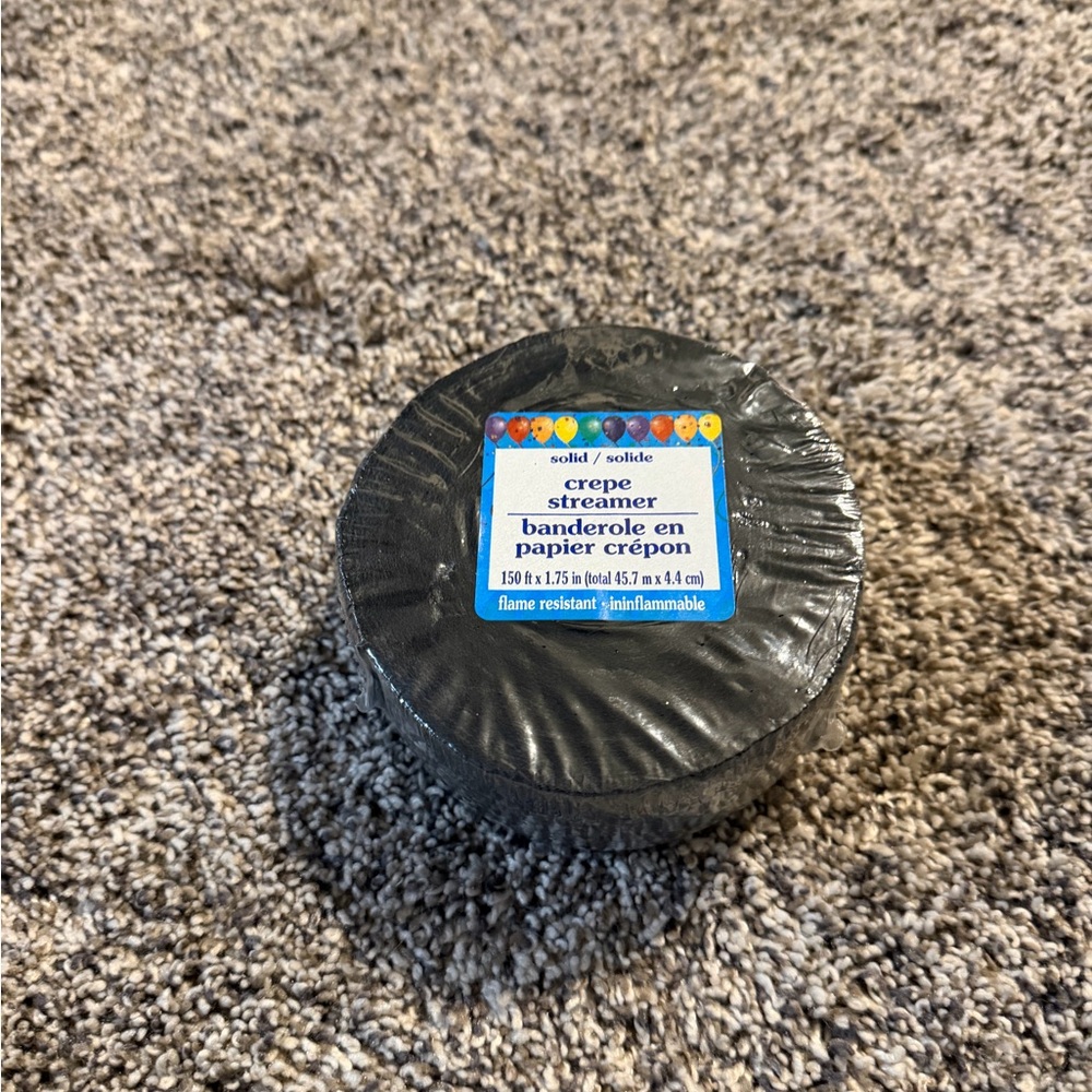 Black Crepe Streamer Roll